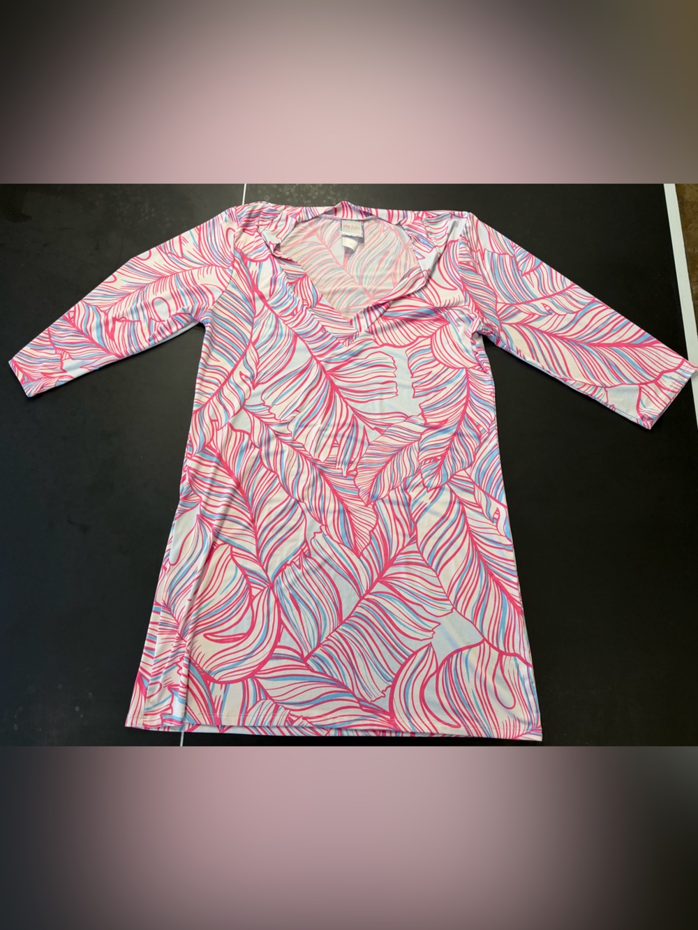 Stella Parker Pink Leaf-Print Swim Cover-Up